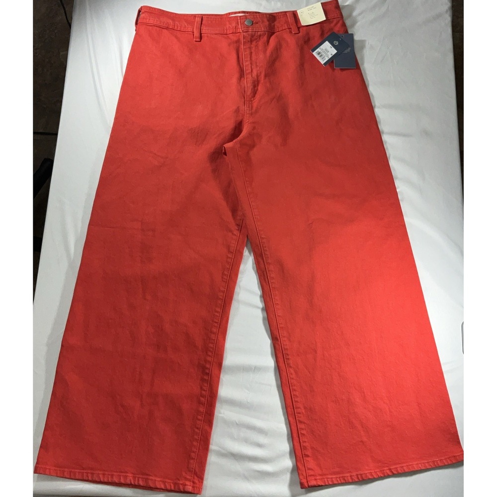 Orange Denim Comfort Stretch High Rise Relaxed Sailor Wide Leg Jeans Size 16